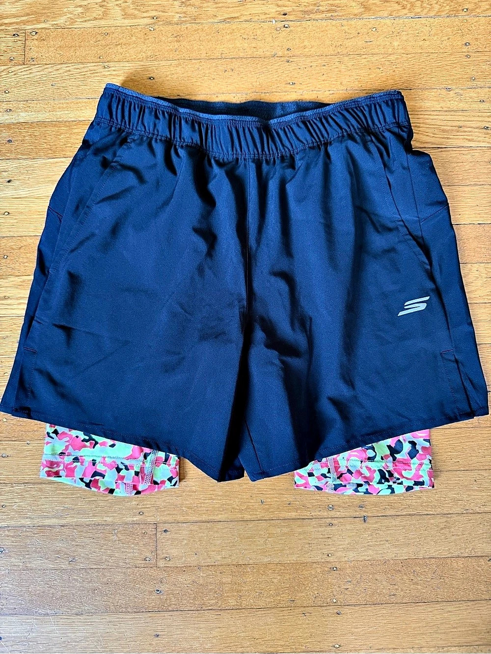 Skechers GORUN 4 Inch 2-in-1 running Black Shorts with short leggings attached